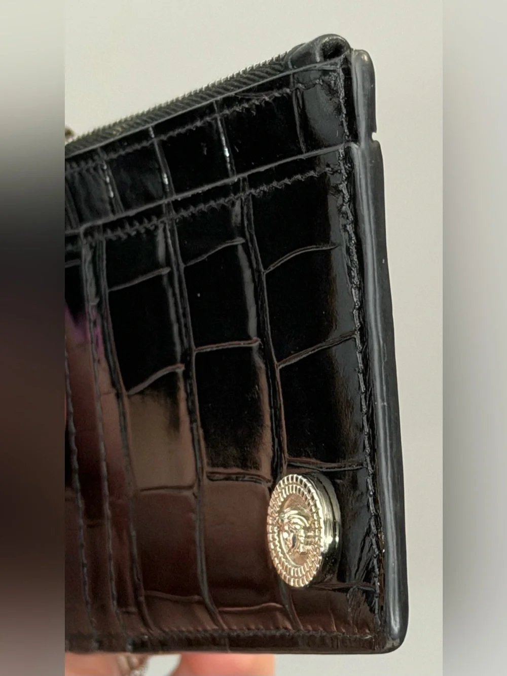 Versace black croc medusa biggie zipper card holder - Picture 4 of 8